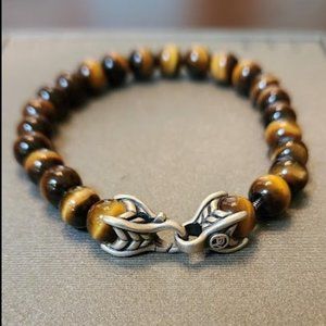 David Yurman 8" Beads Bracelet in Sterling Silver w/ Tiger's Eye